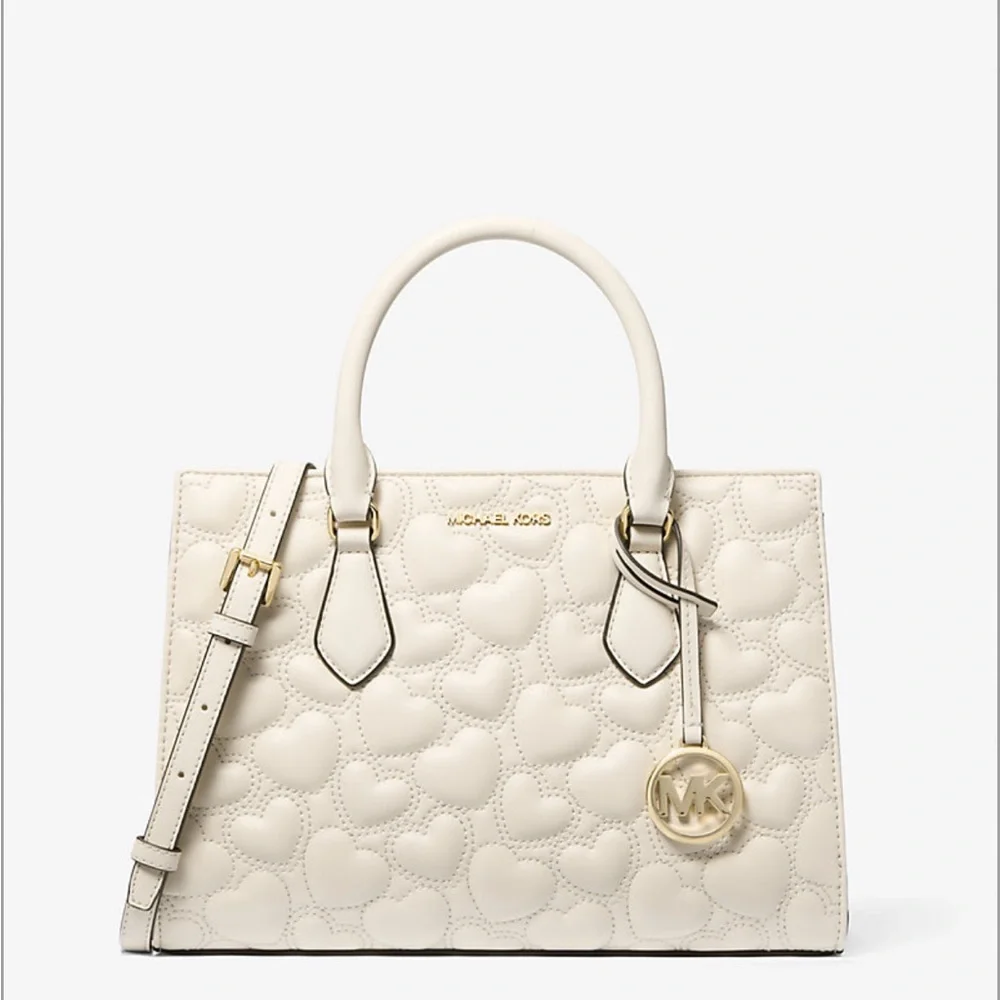 MICHAEL KORS Cream Quilted Heart Satchel with Matching Wallet - Picture 7 of 8